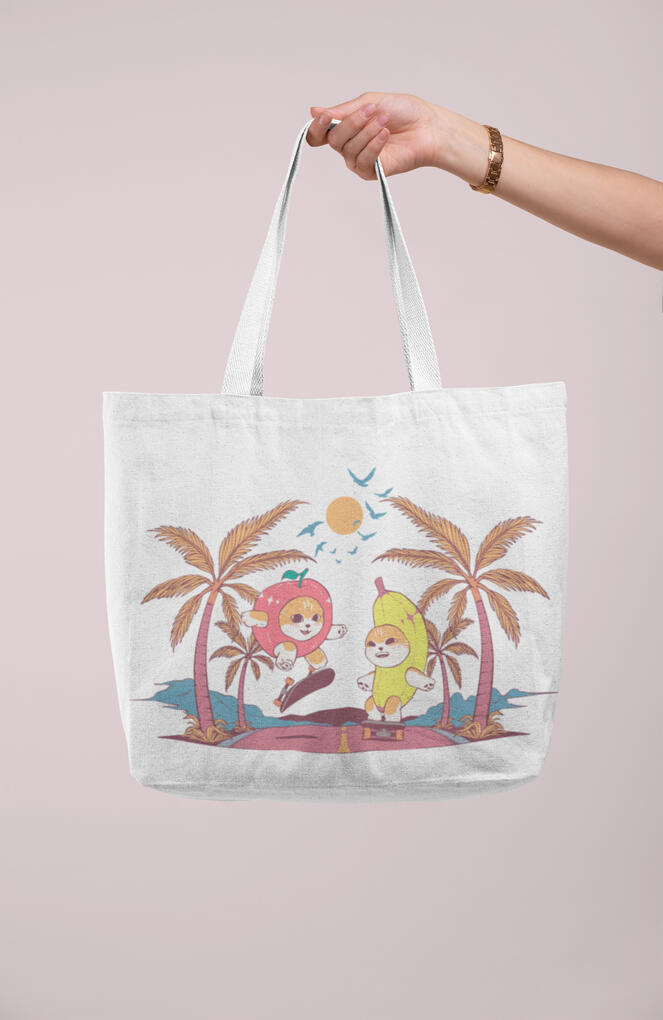 Skating Fruit Cats Tote